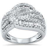1.56ct G SI 14K White Gold Round & Baguette Diamond Band Ring Size 6.5