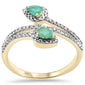 <span style="color:purple">SPECIAL!</span>.56ct G SI 14K Yellow Gold Diamond & Emerald Gemstones Wrap Around Ring  Size 6.5