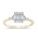 <span style="color:purple">SPECIAL!</span>.32ct G SI 14K Yellow Gold Round & Baguette Diamond Engagement Ring Size 6.5