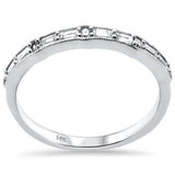 <span style="color:purple">SPECIAL!</span>.24ct G SI 14K White Gold Round & Baguette Diamond Band Ring Size 6.5