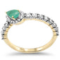 <span style="color:purple">SPECIAL!</span>.50ct G SI 14K Yellow Gold Pear Shape Diamond & Emerald Gemstone Ring  Size 6.5
