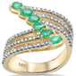 <span style="color:purple">SPECIAL!</span>1.24ct G SI 14K Yellow Gold Diamond & Emerald Gemstones Wrap Around Ring  Size 6.5