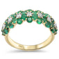 <span style="color:purple">SPECIAL!</span>1.88ct G SI 14K Yellow Gold Diamond & Emerald Gemstones Band Ring Size 6.5