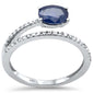<span style="color:purple">SPECIAL!</span>1.23ct G SI 14K White Gold Diamond & Blue Sapphire Gemstone Band Ring  Size 6.5