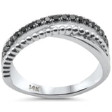 <span style="color:purple">¡ESPECIAL!</span> Anillo de banda de diamantes negros envolvente de oro blanco de 14K, 0.30 ct G SI, talla 7