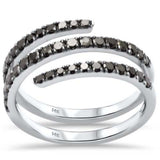 <span style="color:purple">SPECIAL!</span>.68ct G SI 14K White Gold Diamond Black Diamond Wrap Around Band Ring  Size 7