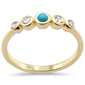 .29ct G SI 14K Yellow Gold Diamond & Turquoise Band Ring Size 7