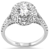 <span style="color:purple">SPECIAL!</span>1.87ct G SI 14K White Gold Double Halo Oval Shape Diamond Engagement Ring  Size 6.5