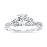 <span style="color:purple">¡ESPECIAL!</span>.Anillo de compromiso de diamantes redondos de oro blanco de 14K con G SI de .60ct Talla 6.5