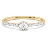 <span style="color:purple">¡ESPECIAL!</span> Anillo de compromiso fino de oro amarillo de 14 quilates con diamante redondo de 0,35 ct G SI, talla 6.5