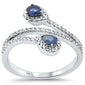 <span style="color:purple">SPECIAL!</span> .62ct Gemstones G SI 14K White Gold Diamond & Blue Sapphire Gemstones Wrap Around Band Ring Size 6.5