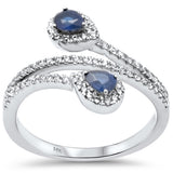 .62ct Gemstones G SI 14K White Gold Diamond & Blue Sapphire Gemstones Wrap Around Band Ring Size 6.5