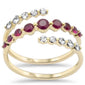 <span style="color:purple">SPECIAL!</span> .84ct Gemstones G SI 14K Yellow Gold Diamond & Ruby Gemstones Wrap Around Band Ring Size 6.5