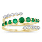 <span style="color:purple">SPECIAL!</span> .68ct Gemstones G SI 14K Yellow Gold Diamond & Natural Emerald Gemstones Wrap Around Band Ring Size 6.5