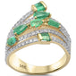 <span style="color:purple">SPECIAL!</span> 1.56ct G SI 14K Yellow Gold Diamond & Emerald Gemstones Wrap Around Band Ring Size 6.5