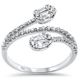 .50ct G SI 14K White Gold Round & Baguette Diamond Wrap Around Band Ring Size 6.5