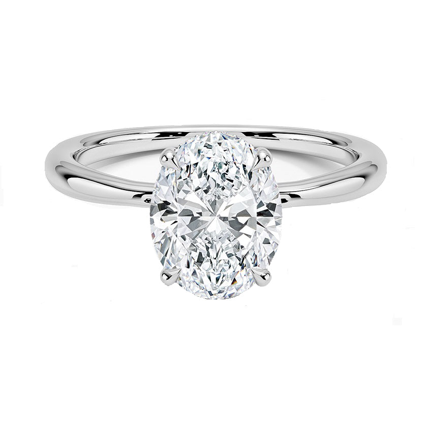 .71ct F SI 14K White Gold Oval Cut Diamond Solitaire Ladies Ring