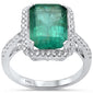 <span style="color:purple">SPECIAL!</span> 5.56ct G SI 14K White Gold Diamond & Natural Emerald Gemstone Ring  Size 6.5