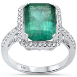 5.56ct G SI 14K White Gold Diamond & Natural Emerald Gemstone Ring  Size 6.5