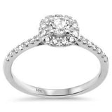 .49ct G SI 14K White Gold Diamond Halo Engagement Ring Size 6.5