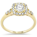 <span style="color:purple">¡ESPECIAL!</span> Anillo de compromiso con halo de diamantes talla cojín de .81 ct, color G, pureza SI, oro amarillo de 14K, talla 6.5