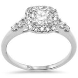 <span style="color:purple">¡ESPECIAL!</span> Anillo de compromiso de oro blanco de 14 quilates con halo de diamantes talla cojín, 0,81 ct G SI, talla 6.5