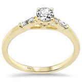 .46ct G SI 14K Yellow Gold Round & Baguette Diamond Engagement Ring Size 6.5