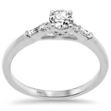 .46ct G SI 14K White Gold Round & Baguette Diamond Engagement Ring Size 6.5