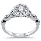 .53ct G SI 14K White Gold Diamond Flower Style Halo Engagement Ring Size 6.5