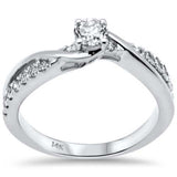 .55ct Side Diamonds G SI 14K White Gold Round Diamond Engagement Ring Size 6.5