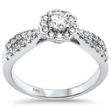 <span style="color:purple">¡ESPECIAL!</span> Anillo de compromiso de oro blanco de 14K con diamante halo de .75ct G SI Talla 6.5