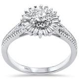 <span style="color:purple">SPECIAL!</span> .53ct G SI 14K White Gold Round & Baguette Diamond Engagement Ring Size 6.5