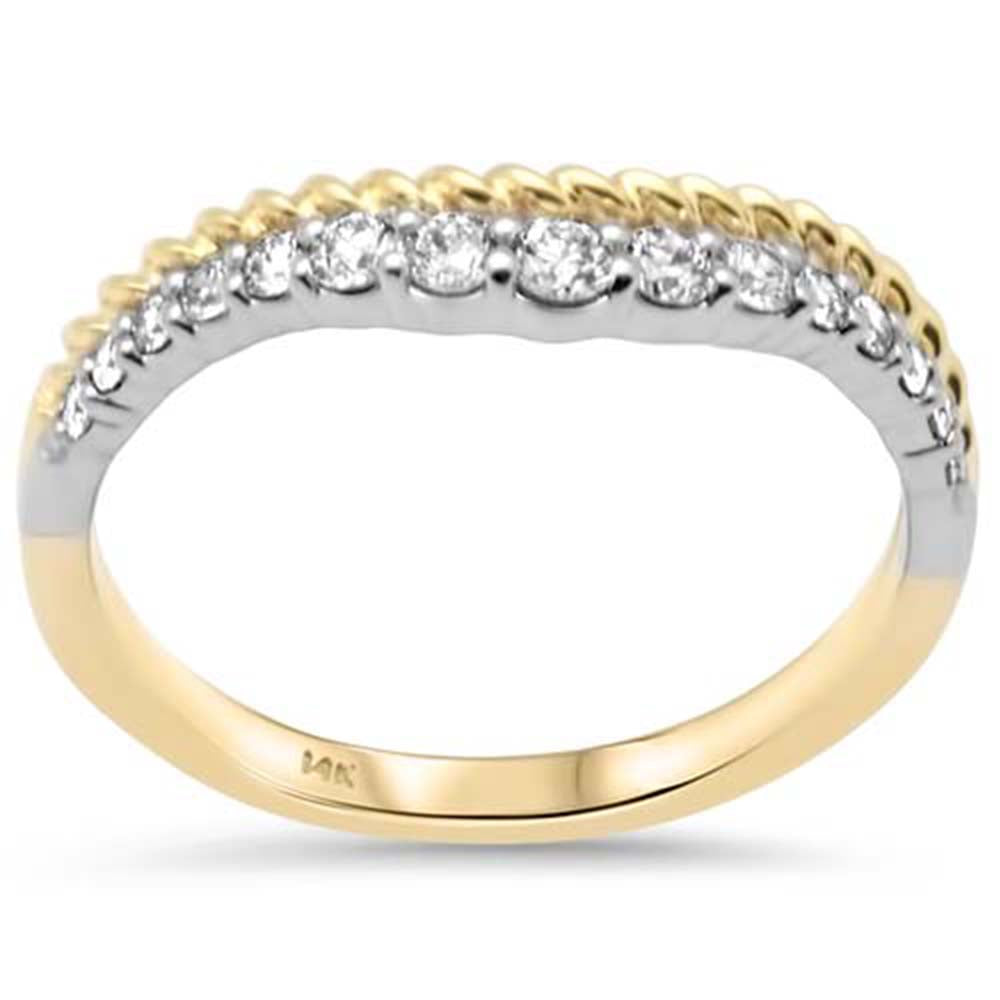 <span style="color:purple">¡ESPECIAL!</span>.34ct G SI 14K Anillo de Banda Retorcida de Diamantes de Dos Tonos Talla 7