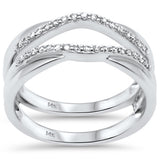 .20ct G SI 14K White Gold Diamond Double Shank Open Band Ring Guard Size 7