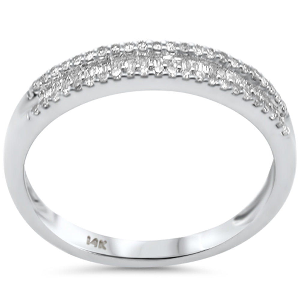 <span style="color:purple">SPECIAL!</span>.25ct G SI 14K White Gold Round & Baguette Diamond Band Ring