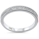 .13ct G SI 14K White Gold Diamond Beaded Band Ring  Size 7