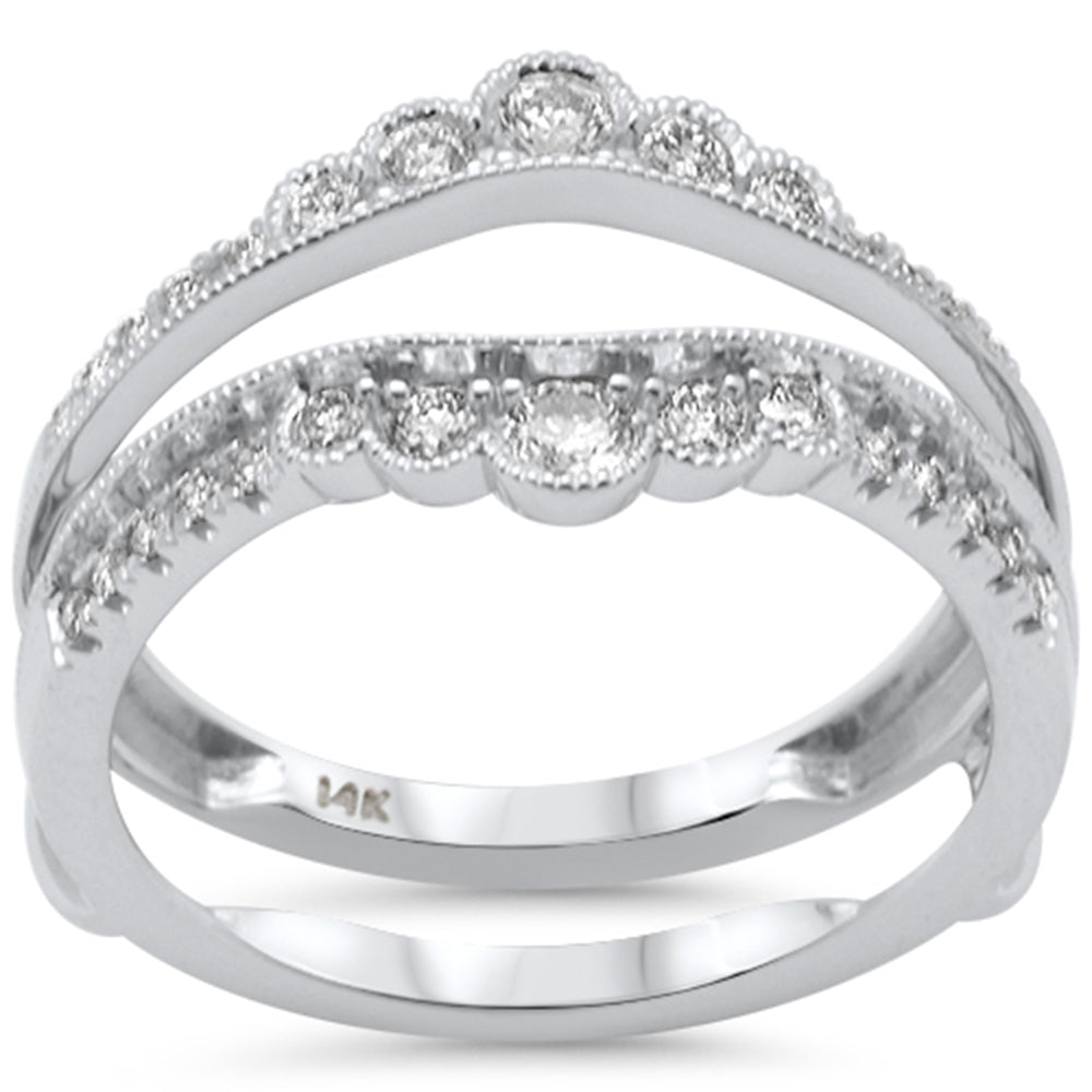 <span style="color:purple">SPECIAL!</span>.50ct G SI 14K White Gold Diamond Double Shank Open Band Ring  Size 7