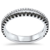 .60ct G SI 14K White Gold Black & White Diamond Band Ring  Size 7