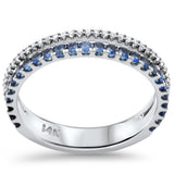 .66ct G SI 14K White Gold Diamond & Blue Sapphire Gemstones Band Ring  Size 7