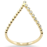 .10ct G SI 14K Yellow Gold Diamond Bezel Set V Shape Band Ring  Size 6.5