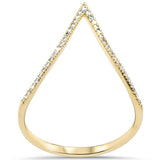 Anillo de banda con forma de V de oro amarillo de 14K con diamantes de .12 ct, talla 6.5, color G, pureza SI para mujer