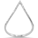 Anillo de mujer de oro blanco de 14 quilates con diamantes en forma de V, talla 6.5, de .14 qt G SI