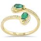 <span style="color:purple">SPECIAL!</span> .46ct G SI 14K Yellow Gold Diamond & Natural Emerald Gemstones Wrap Around Band Ring Size 6.5