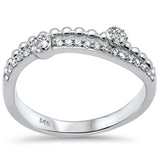 .19ct G SI 14K White Gold Diamond Beaded Band Ring  Size 6.5