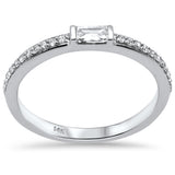 .22ct G SI 14K White Gold Round & Baguette Diamond Band Ring  Size 6