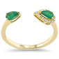 .41ct G SI 14K Yellow Gold Diamond & Natural Emerald Gemstones Open Band Ring Size 6.5
