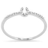 .06ct G SI 14K White Gold Diamond Horeshoe Band Ring Size 6.5