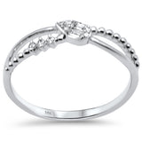 Anillo de banda de diamantes redondos y baguette de oro blanco de 14K con 0,09 ct G SI, talla 6.5