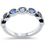 1.58ct G SI 14K White Gold Blue Sapphire Gemstones Band Ring  Size 6.5