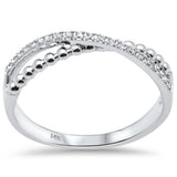 .08ct G SI 14K White Gold Diamond Beaded Wrap Around Band Ring  Size 6.5